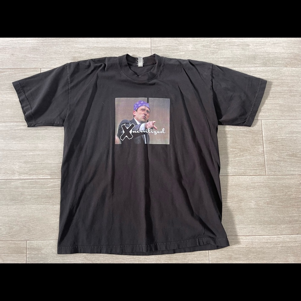 Men's Uncivilized The Office Prison Mike Black Tee T-Shirt Size L Large Used